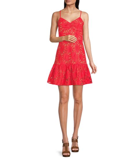 michael kors flounce sleeve lace dress|Palm Lace Flounce Hem Dress .